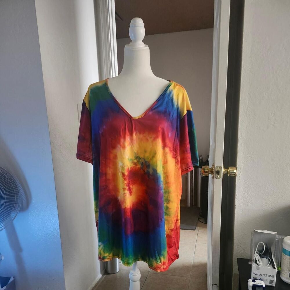 Emery Rose Women's Multicolored Tie Dye T-shirt 4X